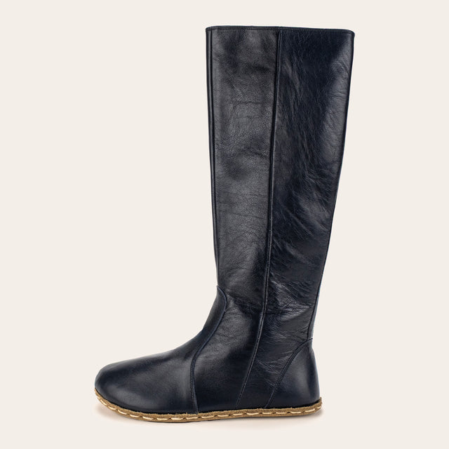 Women's Blue Barefoot Knee High Boots - Atlantis Handmade Shoes -
