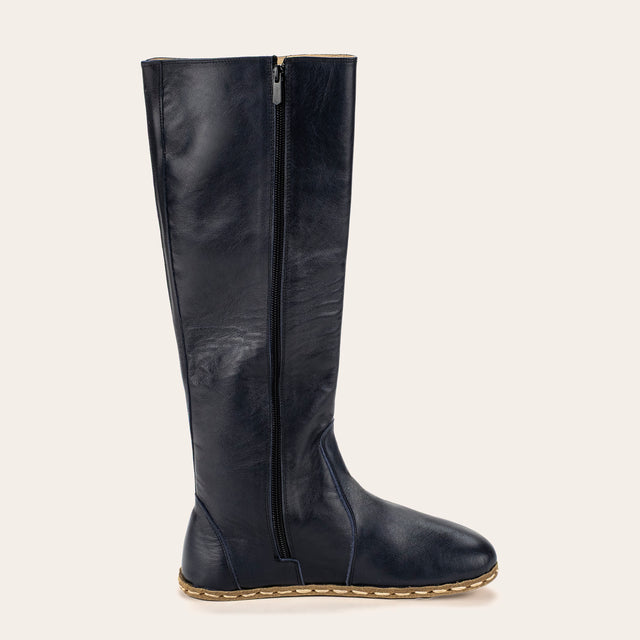 Women's Blue Barefoot Knee High Boots - Atlantis Handmade Shoes -