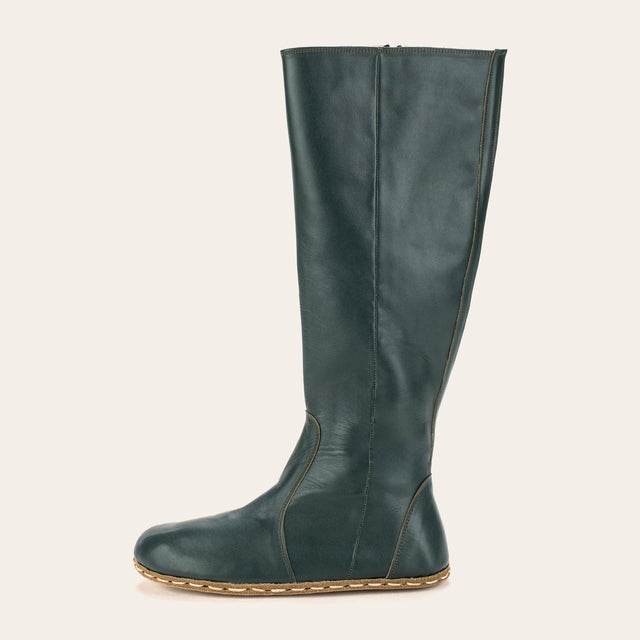 Women's Bottle Green Barefoot Knee High Boots - Atlantis Handmade Shoes -
