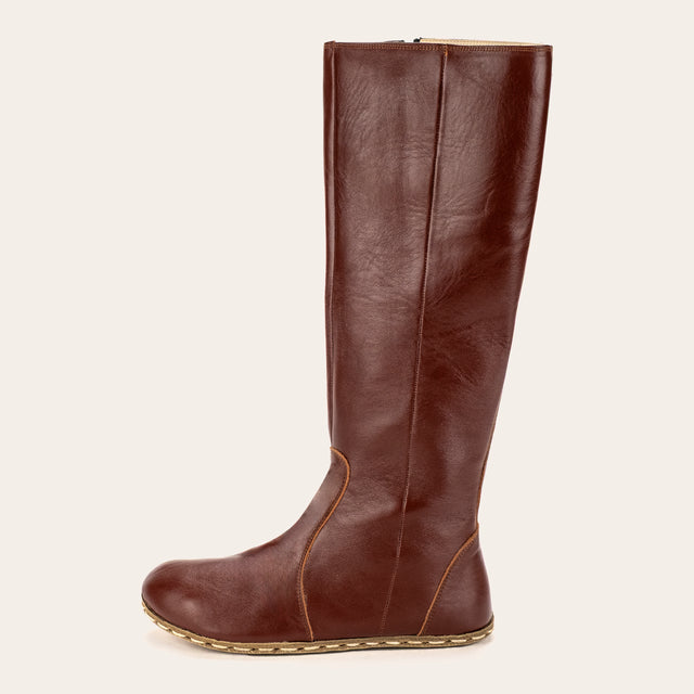 Women's Peru Brown Barefoot Knee High Boots - Atlantis Handmade Shoes -