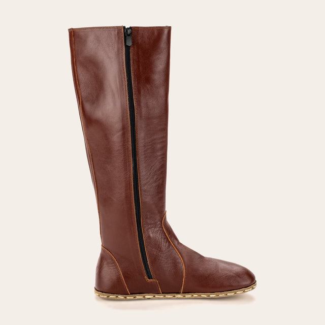 Women's Peru Brown Barefoot Knee High Boots - Atlantis Handmade Shoes -