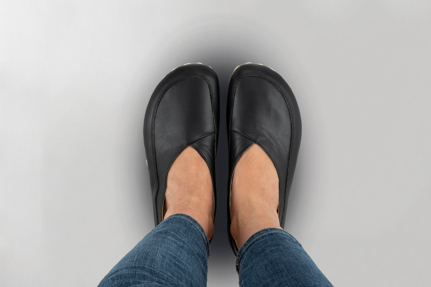 Black Barefoot Cross Ballet Flats - Atlantis Handmade Shoes -