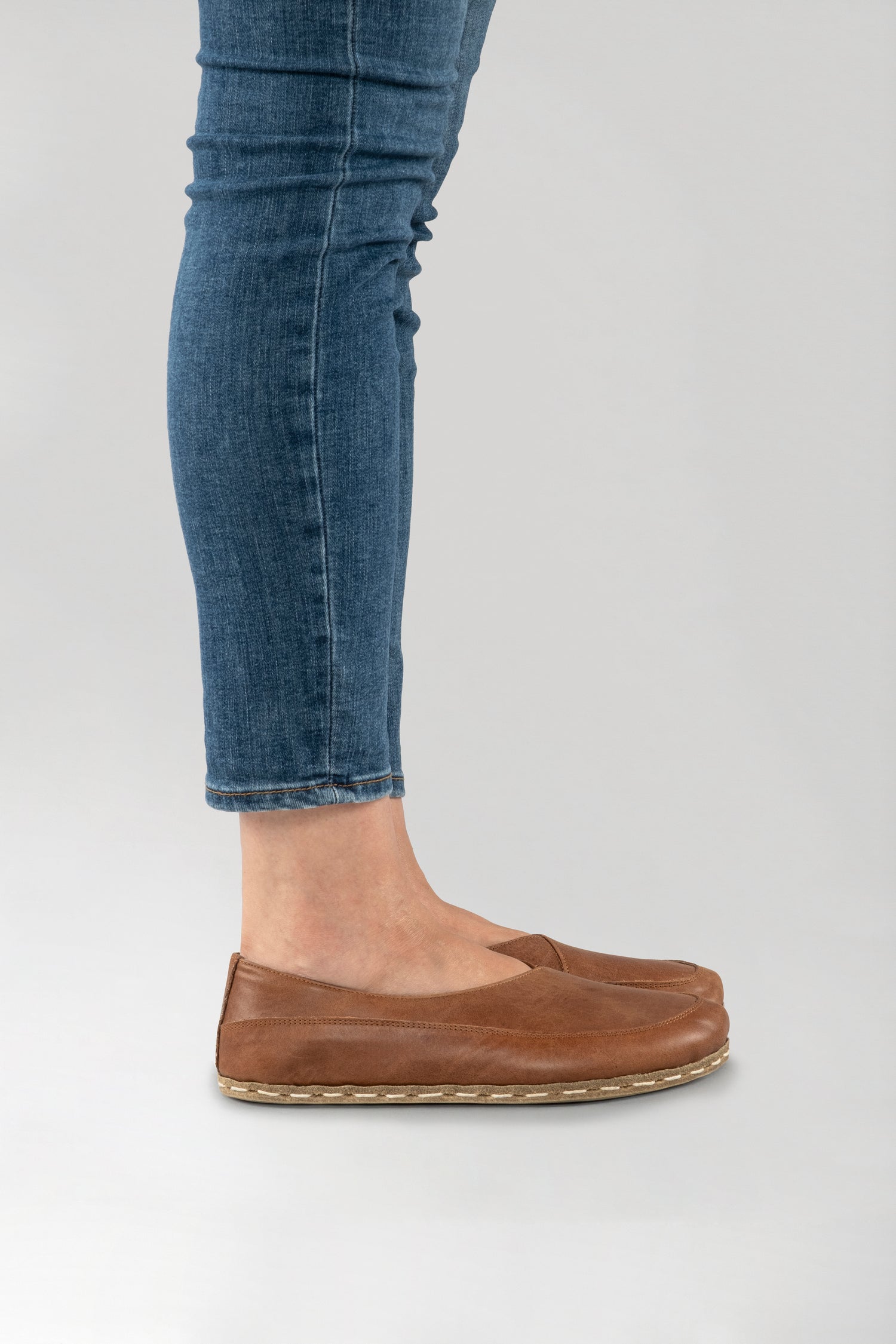 Lion Brown Barefoot Cross Ballet Flats - Atlantis Handmade Shoes -