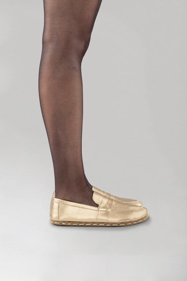 Men's Gold Penny Loafers - Atlantis Handmade Shoes -