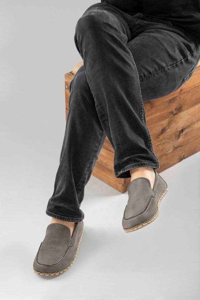 Men's Gray Moccasins - Atlantis Handmade Shoes -