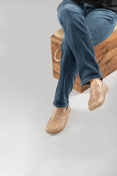 Men's Tan Moccasins - Atlantis Handmade Shoes -