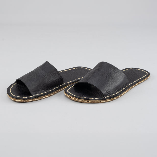 Schwarze Barfuß-Slide-Sandale
