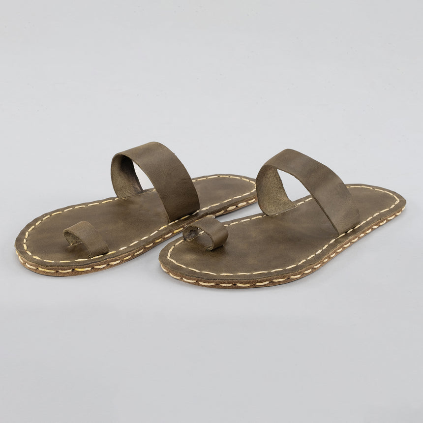 Grüne Barfuß-Zehensandalen für Damen