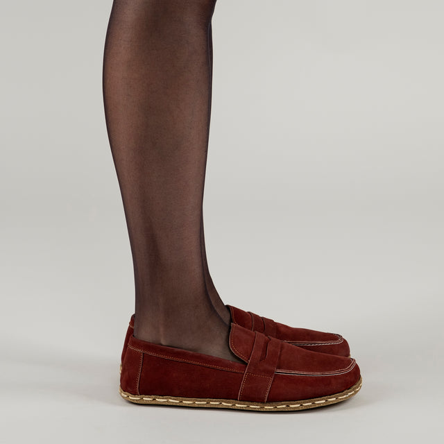 Women's Burgundy Penny Loafers - Atlantis Handmade Shoes -