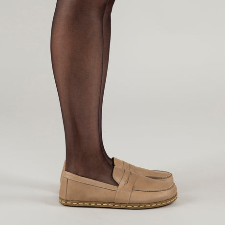 Women's Tan Penny Loafers - Atlantis Handmade Shoes -