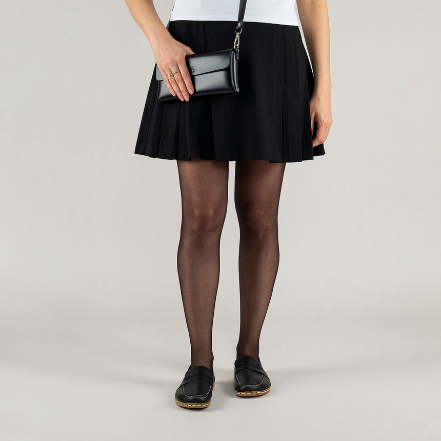 Women's Black Penny Loafers - Atlantis Handmade Shoes -