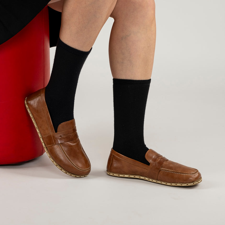 Women's Brown Penny Loafers - Atlantis Handmade Shoes -