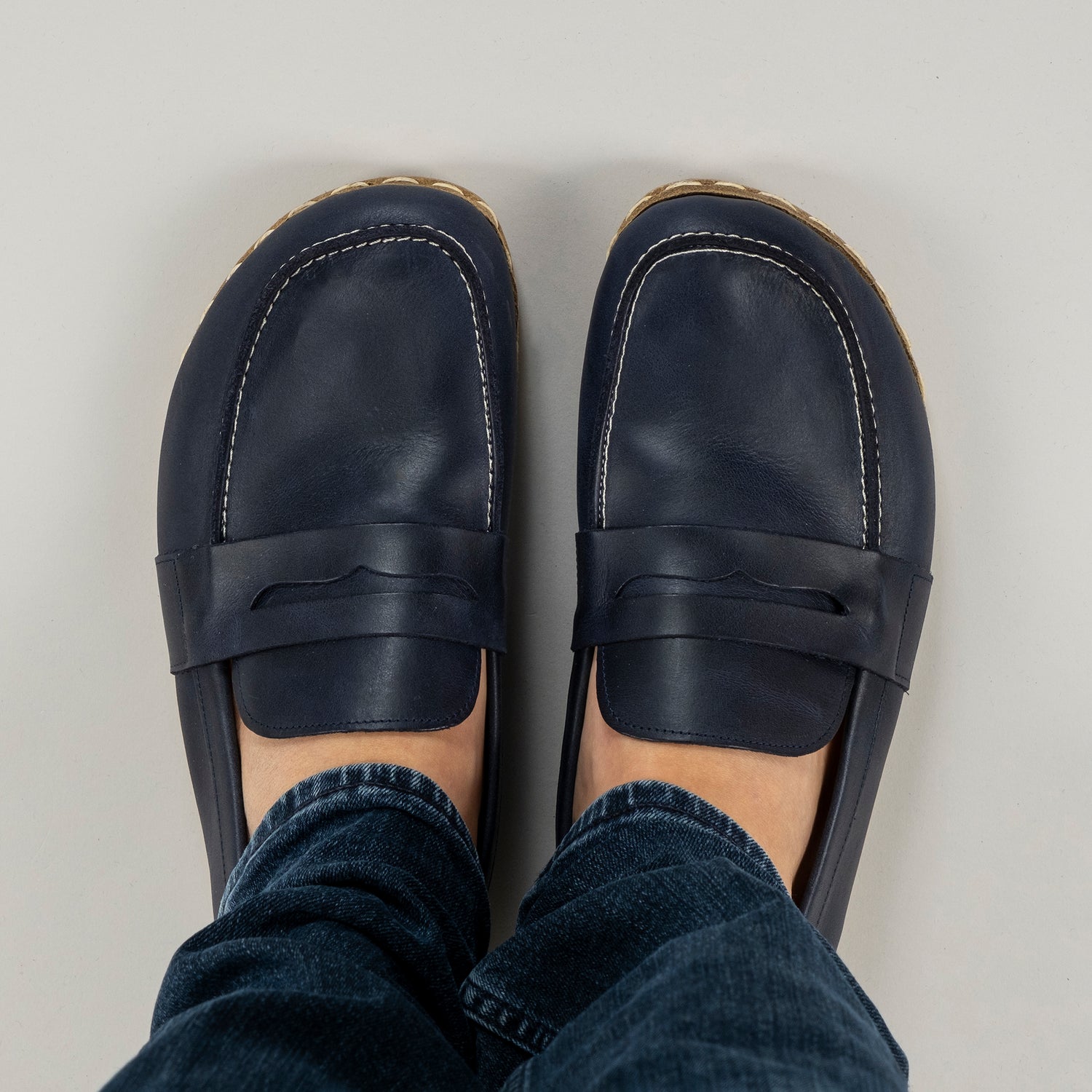 Men's Blue Penny Loafers - Atlantis Handmade Shoes -