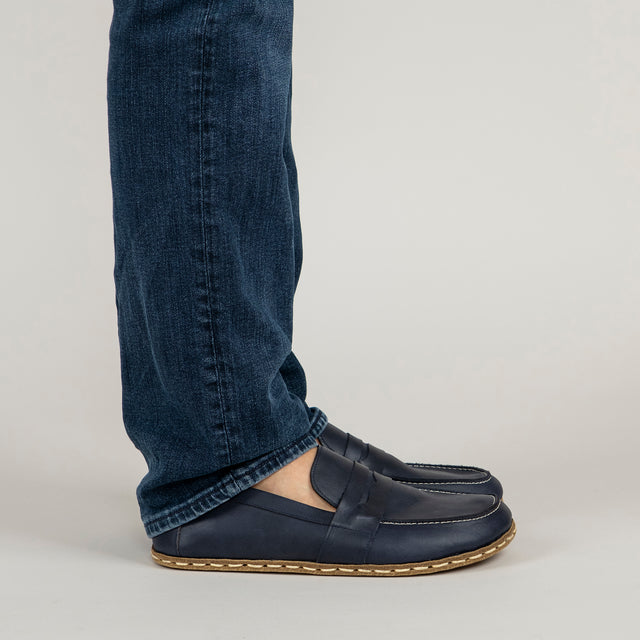 Men's Blue Penny Loafers - Atlantis Handmade Shoes -