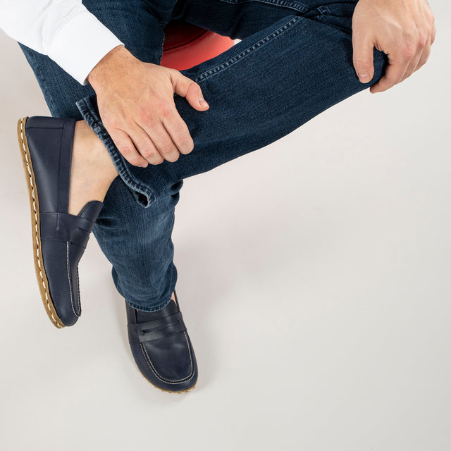 Men's Blue Penny Loafers - Atlantis Handmade Shoes -