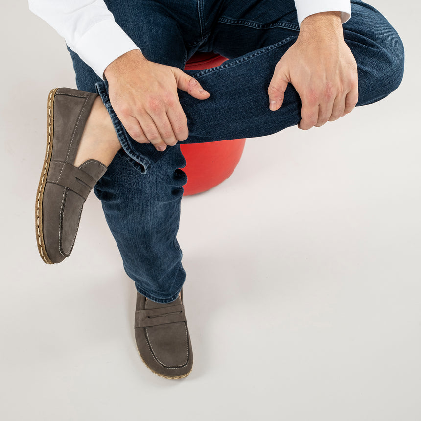 Men's Gray Penny Loafers - Atlantis Handmade Shoes -