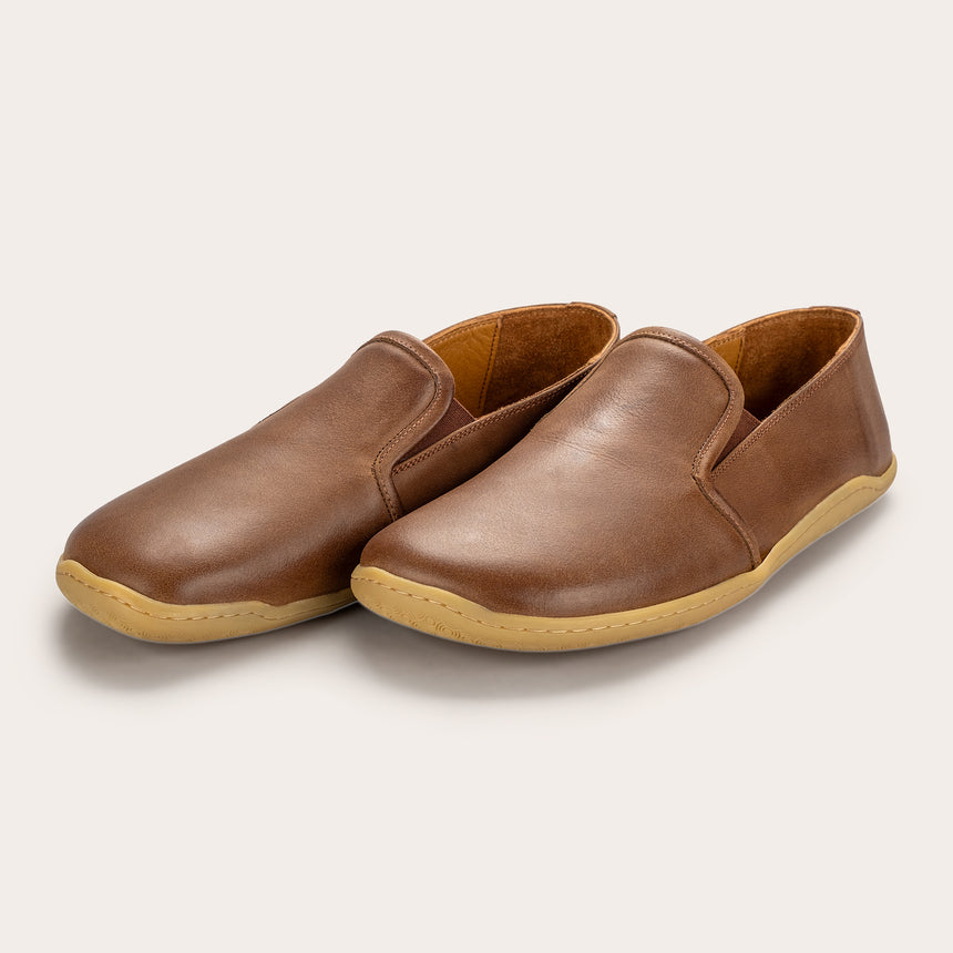 Sandfarbene Pennyloafer für Damen