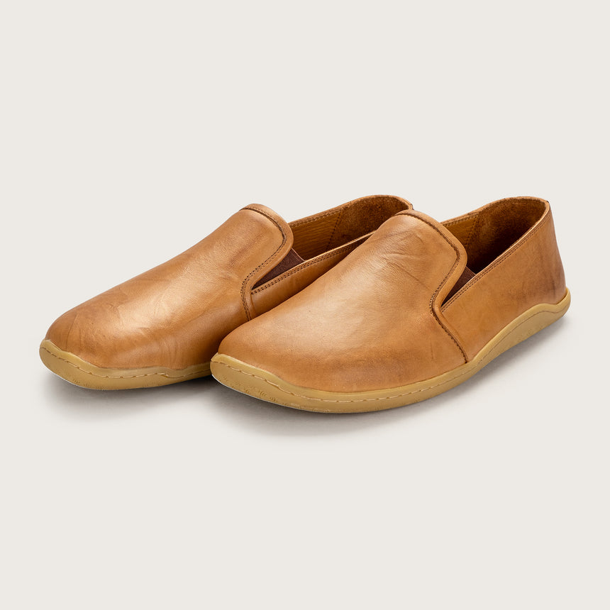 Sandfarbene Pennyloafer für Damen