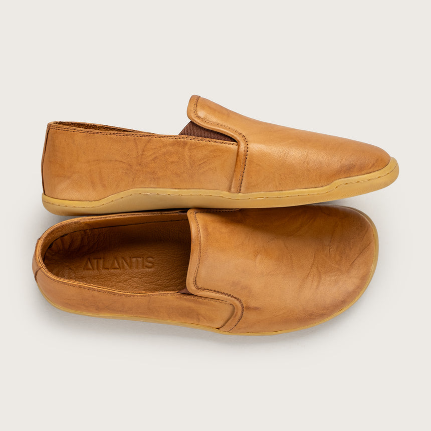 Sandfarbene Pennyloafer für Damen