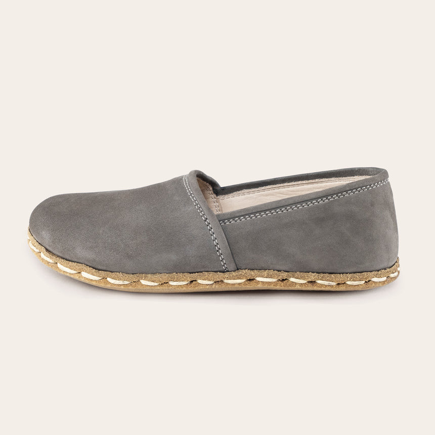 Kid's Gray Barefoot Loafers - Atlantis Handmade Shoes -