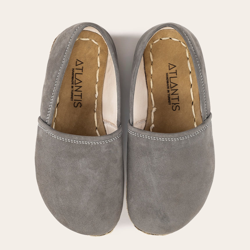 Kid's Gray Barefoot Loafers - Atlantis Handmade Shoes -