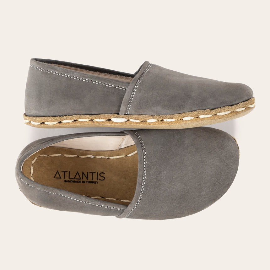 Kid's Gray Barefoot Loafers - Atlantis Handmade Shoes -