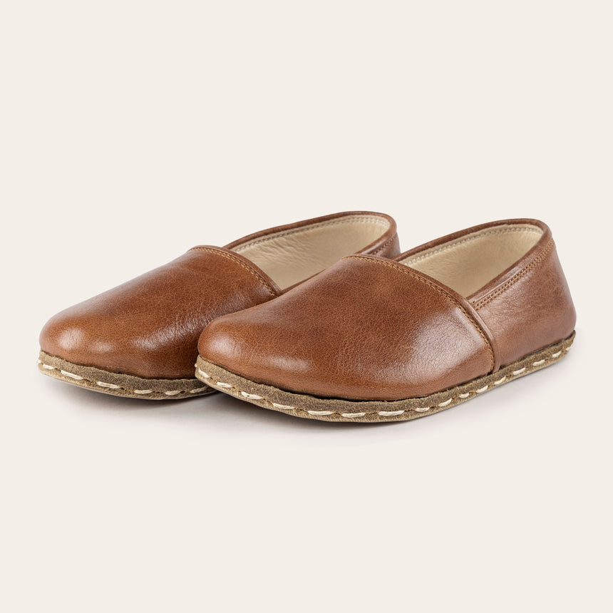 Kid's Brown Barefoot Loafers - Atlantis Handmade Shoes -
