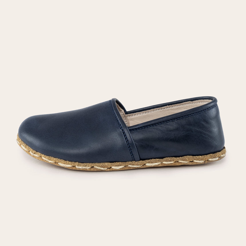 Kid's Blue Barefoot Loafers - Atlantis Handmade Shoes -