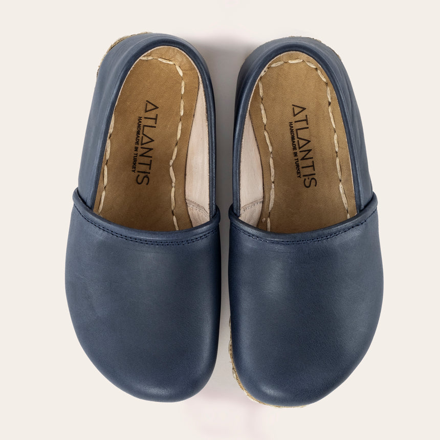 Kid's Blue Barefoot Loafers - Atlantis Handmade Shoes -