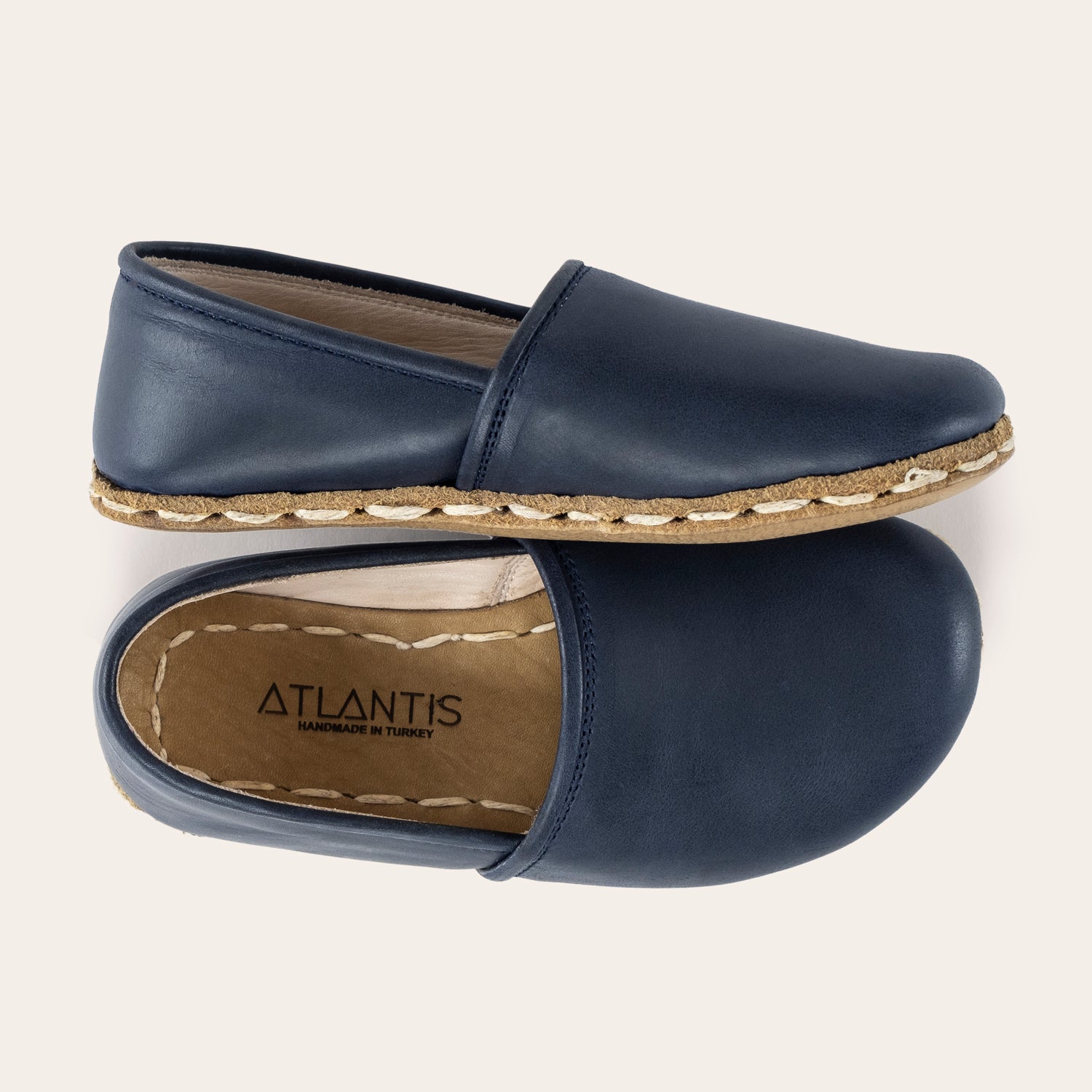 Kid's Blue Barefoot Loafers - Atlantis Handmade Shoes -