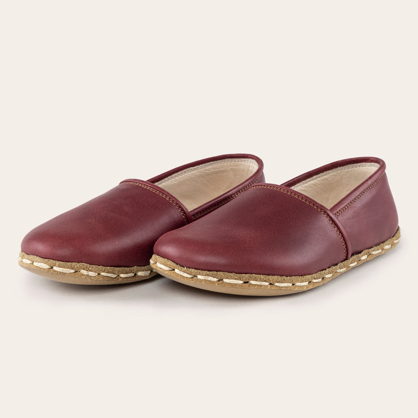 Kid's Red Barefoot Loafers - Atlantis Handmade Shoes -