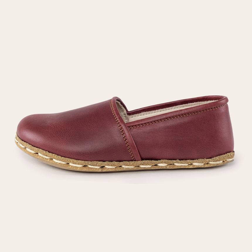 Kid's Red Barefoot Loafers - Atlantis Handmade Shoes -