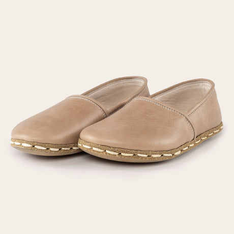 Kid's Tan Barefoot Loafers - Atlantis Handmade Shoes -