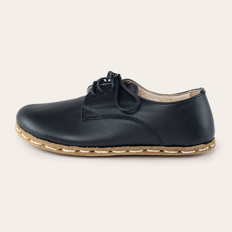 Kid's Black Barefoot Oxfords - Atlantis Handmade Shoes -