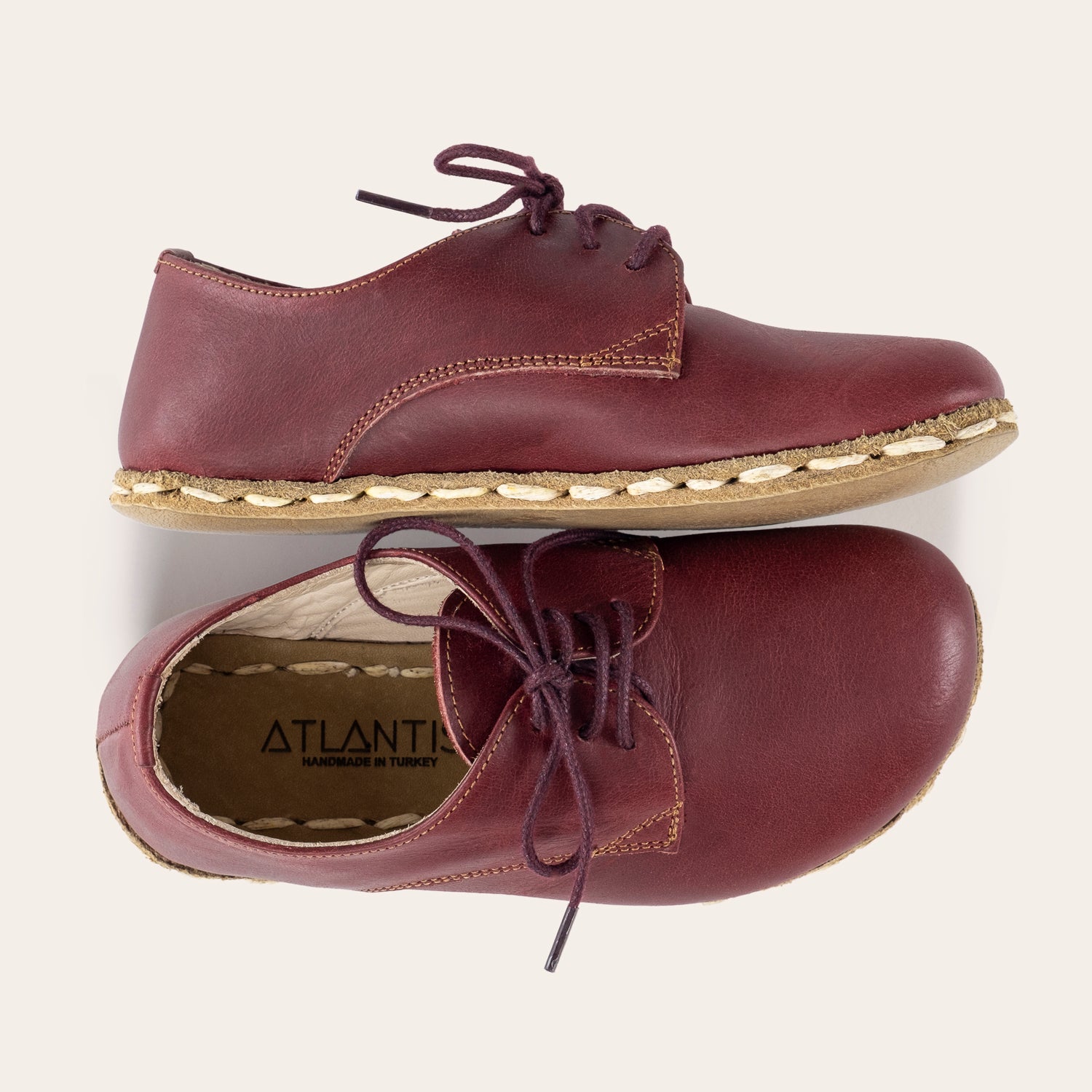 Kid's Red Barefoot Oxfords - Atlantis Handmade Shoes -