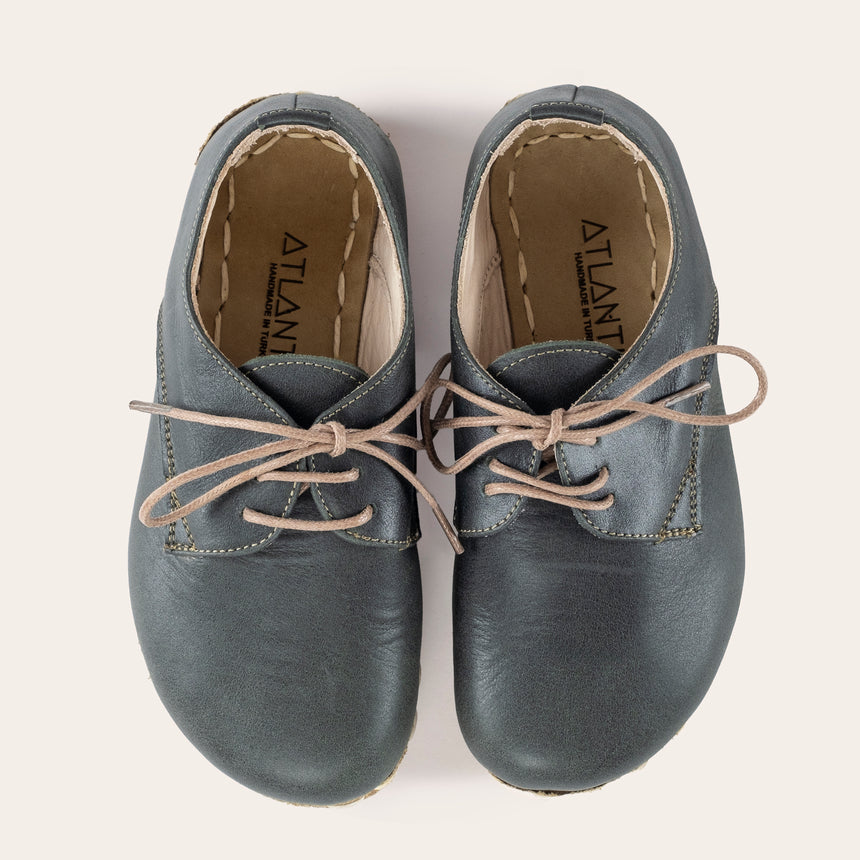 Kid's Green Barefoot Oxfords - Atlantis Handmade Shoes -