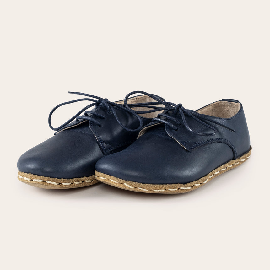 Kid's Blue Barefoot Oxfords - Atlantis Handmade Shoes -