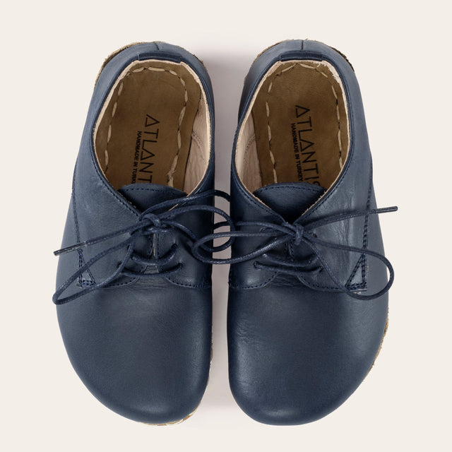 Kid's Blue Barefoot Oxfords - Atlantis Handmade Shoes -
