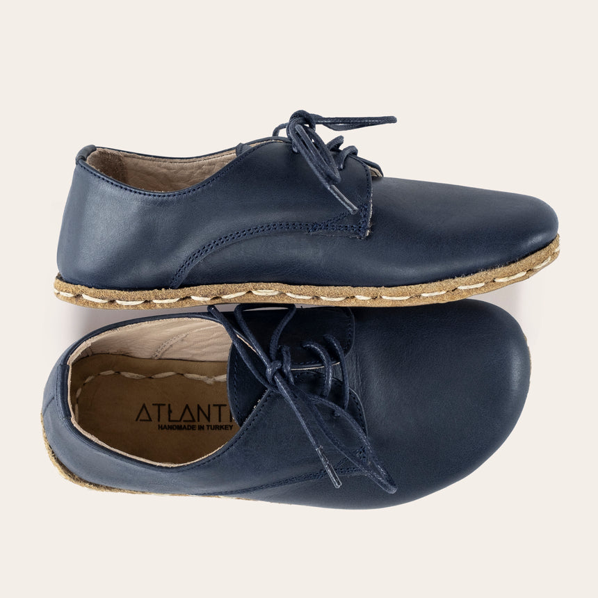 Kid's Blue Barefoot Oxfords - Atlantis Handmade Shoes -