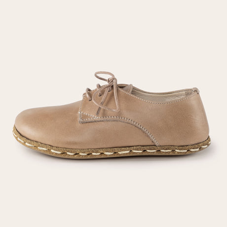 Kid's Tan Barefoot Oxfords - Atlantis Handmade Shoes -