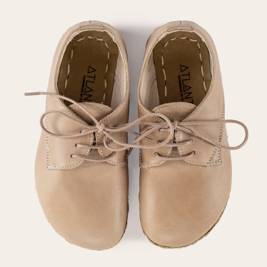 Kid's Tan Barefoot Oxfords - Atlantis Handmade Shoes -