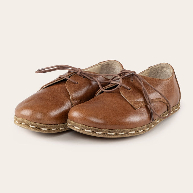 Kid's Brown Barefoot Oxfords - Atlantis Handmade Shoes -