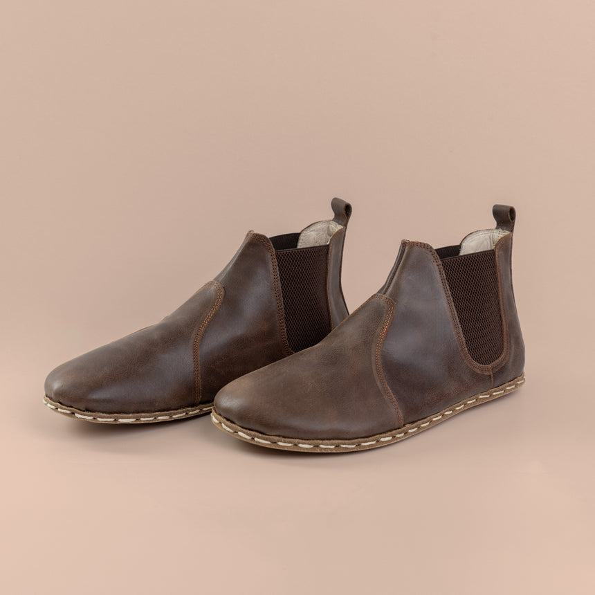 Barfuß-Chelsea-Boots für Herren in Dunkelbraun
