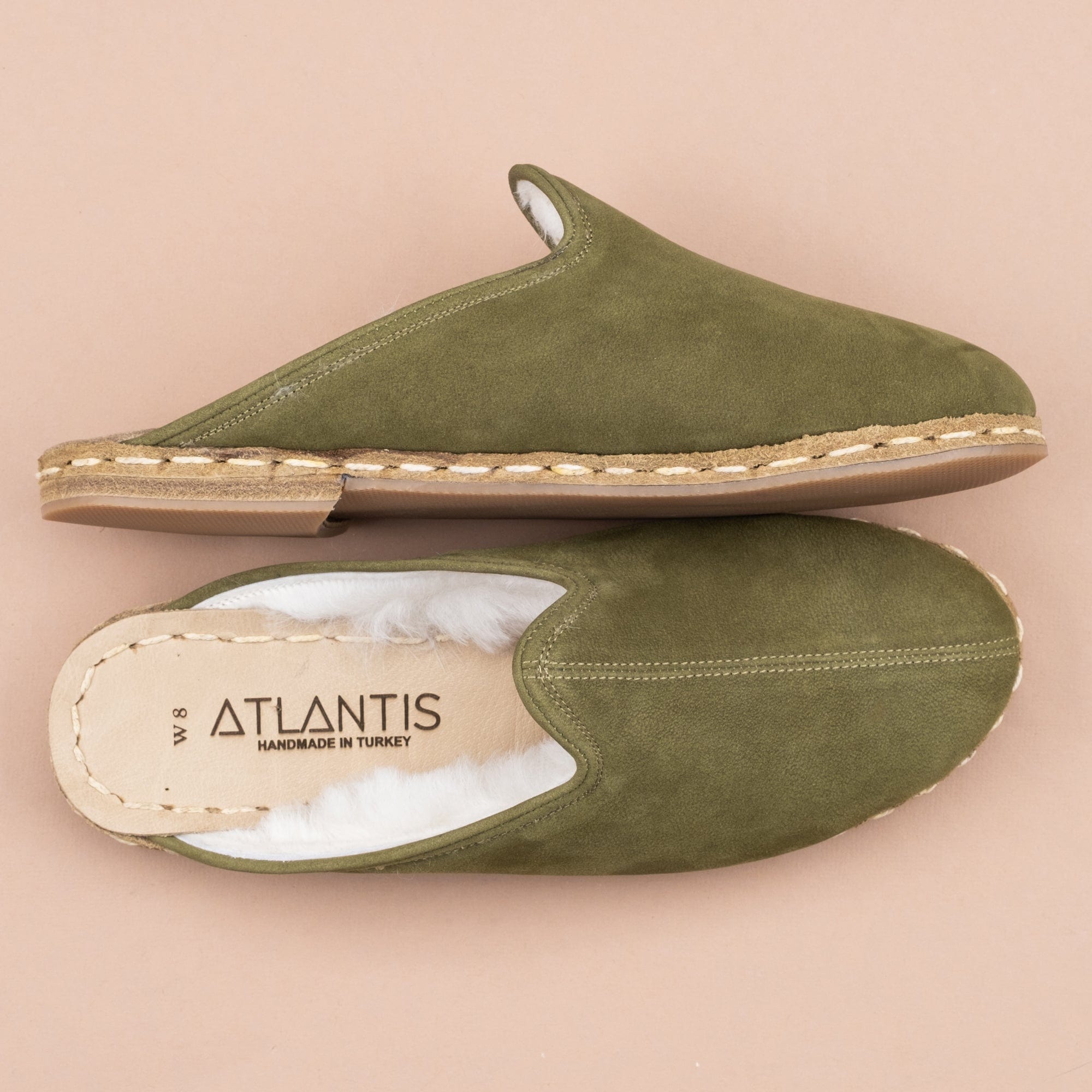 Yemeni Kadın Olive Kürklü Terlik : Atlantis Handmade – Atlantis