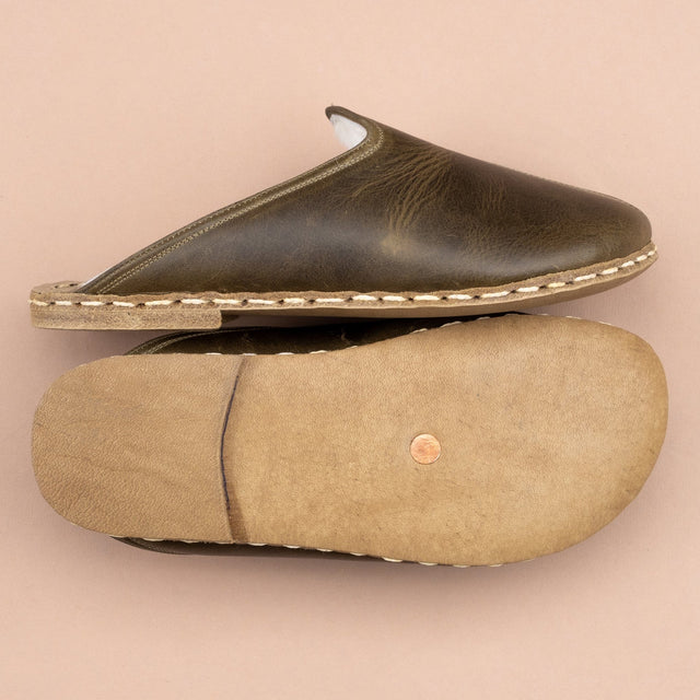 Erkek Yeşil Barefoot Kürklü Terlik
