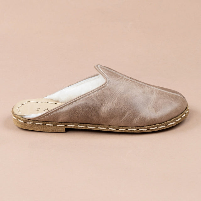 Erkek Tan Barefoot Kürklü Terlik