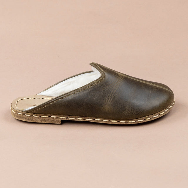 Erkek Yeşil Barefoot Kürklü Terlik