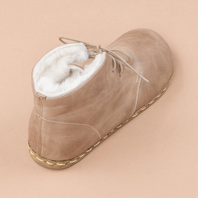 Kadın Kürklü Tan Barefoot Oxford Bot