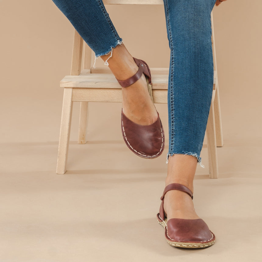 Rote Barfußsandalen für Damen