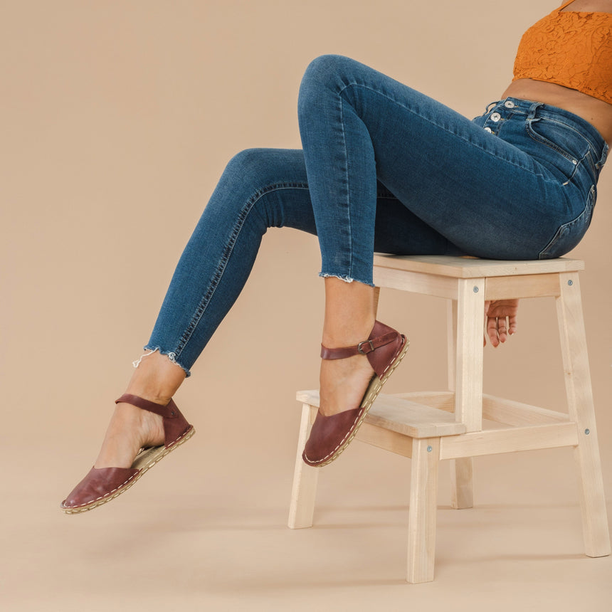 Rote Barfußsandalen für Damen